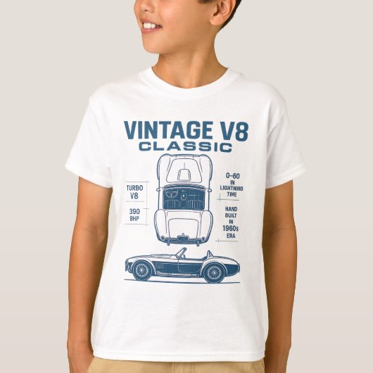 ターボレガシー：ヴィンテージV8クラシック Tシャツ (正面)