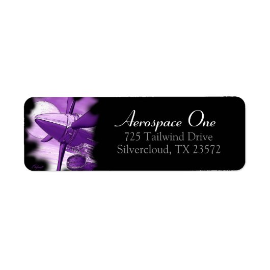 ターボヴィンテージ航空機パープル差出人住所ラベル ラベル (正面)