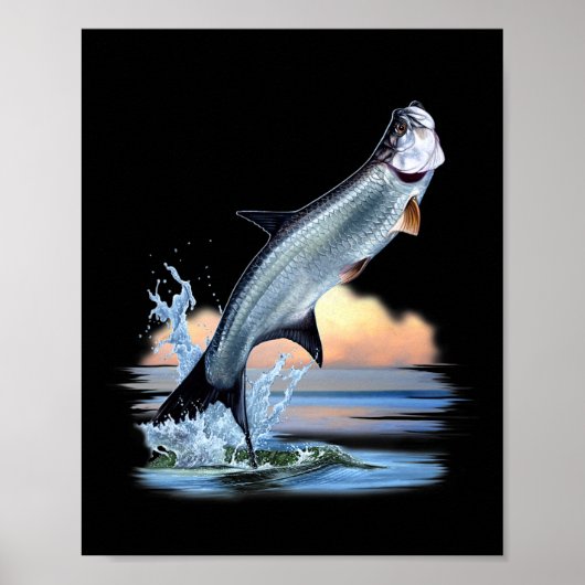 ターポン 魚 淡水 野生生物 狩猟 釣り A ポスター (正面)