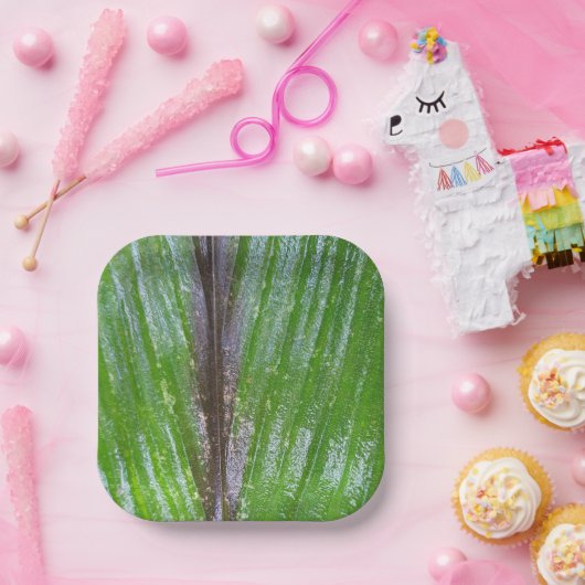 ターメリックグリーンリーフ7インチスクエア紙プレート ペーパープレート (パーティー)