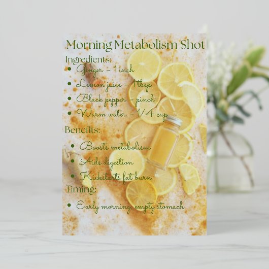 ターメリックジンジャーレモンデトックスショットレシピ 箔招待状 (立ち正面)