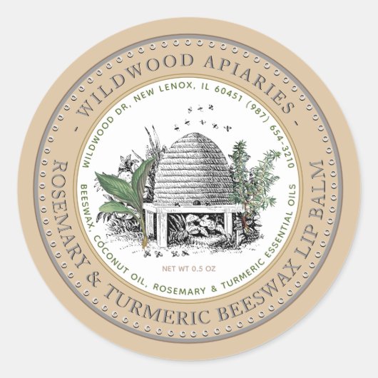 ターメリック&ローズマリービーズワックスリップバームヴィンテージ串 ラウンドシール (正面)