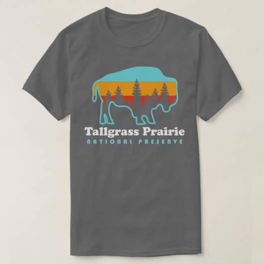タールグラスプレーリー国立保存バイソンカンザス Tシャツ (デザイン正面)