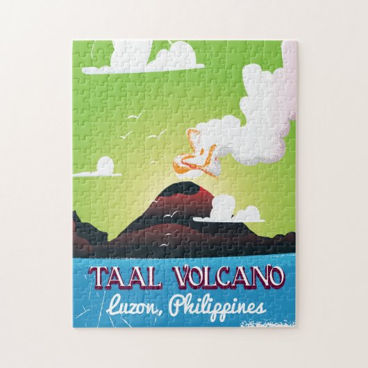タール火山 フィリピン ビンテージ旅行ポスター ジグソーパズル (縦)