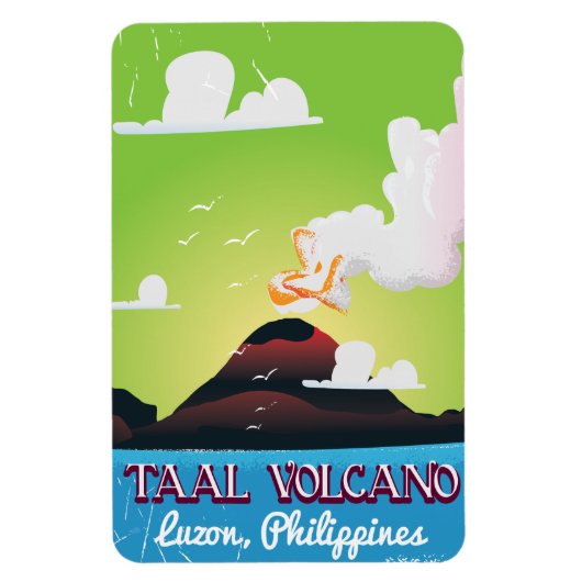 タール火山 フィリピン ビンテージ旅行ポスター マグネット (縦)