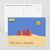 タール運砂漠の女性の水 – ラジャスタン ポストカード (正面/裏面)