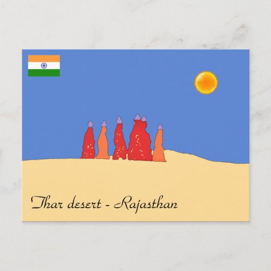 タール運砂漠の女性の水 – ラジャスタン ポストカード (正面)