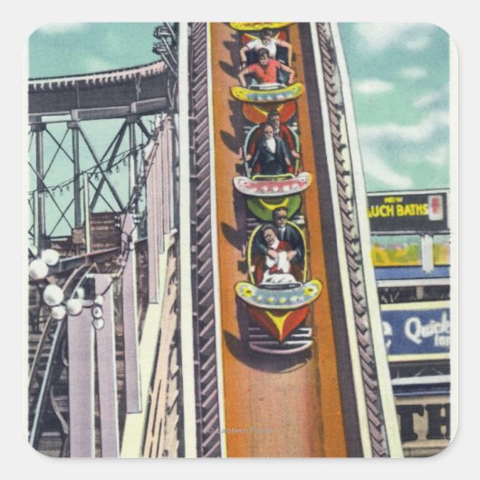 ターンに飛んでいるカップル スクエアシール (正面)