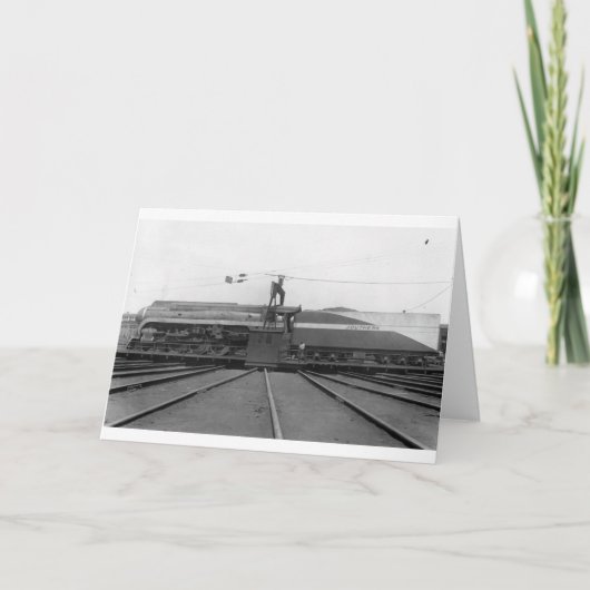 ターンテーブルの南鉄道の蒸気機関車 カード (正面)