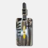 ターンテーブルの記録的なビニール音楽音のレトロのヴィンテージ ラゲッジタグ (正面縦)