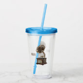 ターンテーブル漫画イラストレーション アクリルタンブラー (裏面)