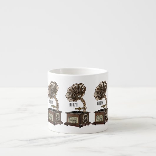 ターンテーブル漫画イラストレーション エスプレッソカップ (正面)