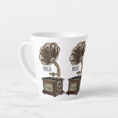 ターンテーブル漫画イラストレーション カフェラテマグ (左アングル)