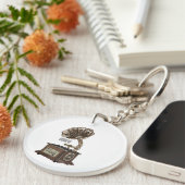 ターンテーブル漫画イラストレーション キーホルダー (正面右)