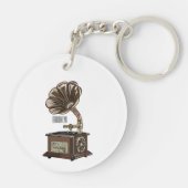 ターンテーブル漫画イラストレーション キーホルダー (裏面)