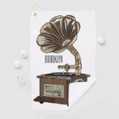 ターンテーブル漫画イラストレーション ゴルフタオル (インサイチュ)