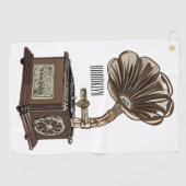 ターンテーブル漫画イラストレーション ゴルフタオル (横)