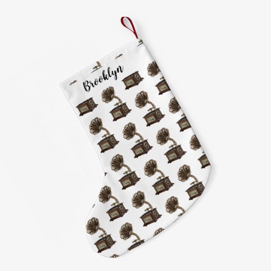 ターンテーブル漫画イラストレーション スモールクリスマスストッキング (裏面 (吊り時))