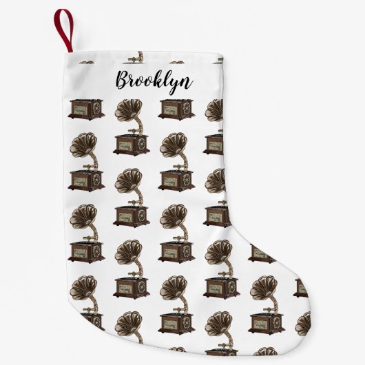 ターンテーブル漫画イラストレーション スモールクリスマスストッキング (正面)