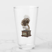 ターンテーブル漫画イラストレーション タンブラーグラス (裏面)