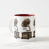 ターンテーブル漫画イラストレーション ツートーンマグカップ (正面左)