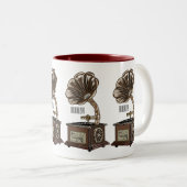 ターンテーブル漫画イラストレーション ツートーンマグカップ (正面右)