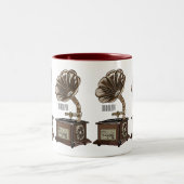 ターンテーブル漫画イラストレーション ツートーンマグカップ (中央)