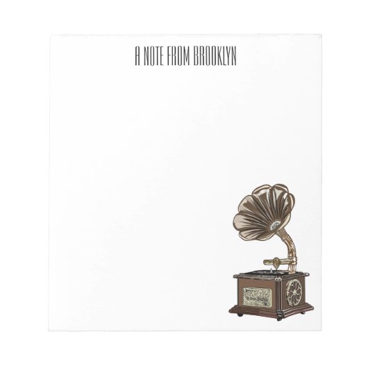 ターンテーブル漫画イラストレーション ノートパッド (正面)