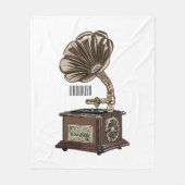 ターンテーブル漫画イラストレーション フリースブランケット (正面)