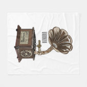 ターンテーブル漫画イラストレーション フリースブランケット (正面(横))