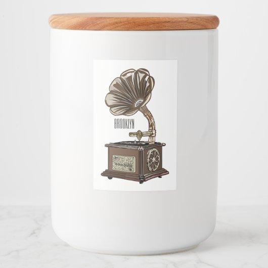 ターンテーブル漫画イラストレーション フードラベル (正面)