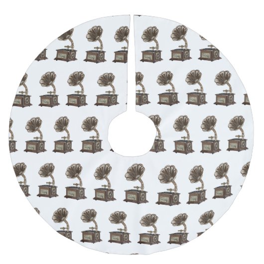 ターンテーブル漫画イラストレーション ブラッシュドポリエステルツリースカート (正面)