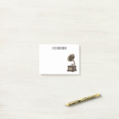 ターンテーブル漫画イラストレーション ポストイット (デスク上)