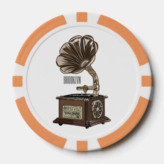 ターンテーブル漫画イラストレーション ポーカーチップ (正面)