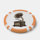 ターンテーブル漫画イラストレーション ポーカーチップ (シングル)