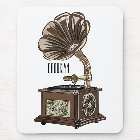 ターンテーブル漫画イラストレーション マウスパッド (正面)