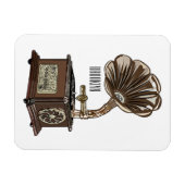 ターンテーブル漫画イラストレーション マグネット (横)