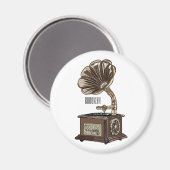 ターンテーブル漫画イラストレーション マグネット (正面/裏面)