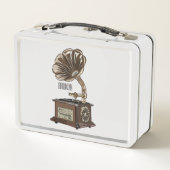 ターンテーブル漫画イラストレーション メタルランチボックス (裏面)