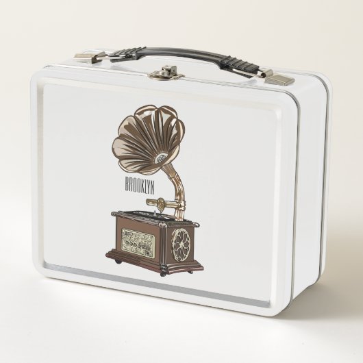 ターンテーブル漫画イラストレーション メタルランチボックス (正面)