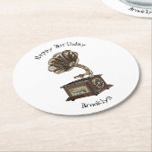 ターンテーブル漫画イラストレーション ラウンドペーパーコースター (アングル)