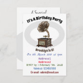 ターンテーブル漫画イラストレーション 招待状 (正面/裏面)