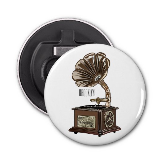 ターンテーブル漫画イラストレーション 栓抜き (正面)