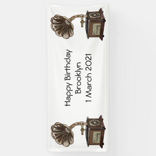 ターンテーブル漫画イラストレーション 横断幕 (縦)