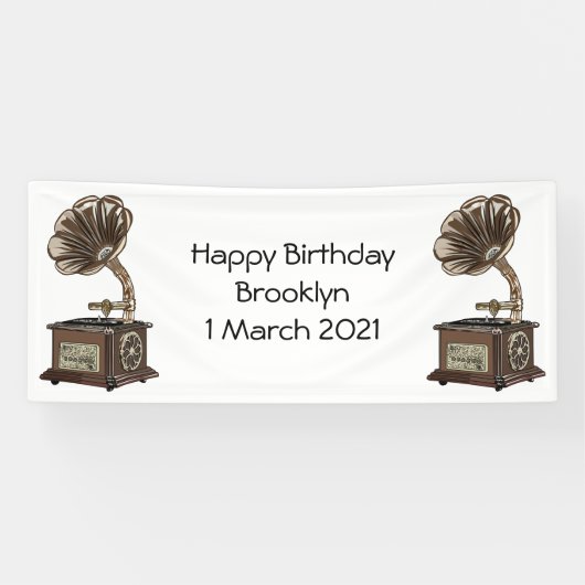 ターンテーブル漫画イラストレーション 横断幕 (横)