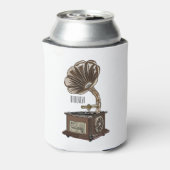 ターンテーブル漫画イラストレーション 缶クーラー (缶裏面)