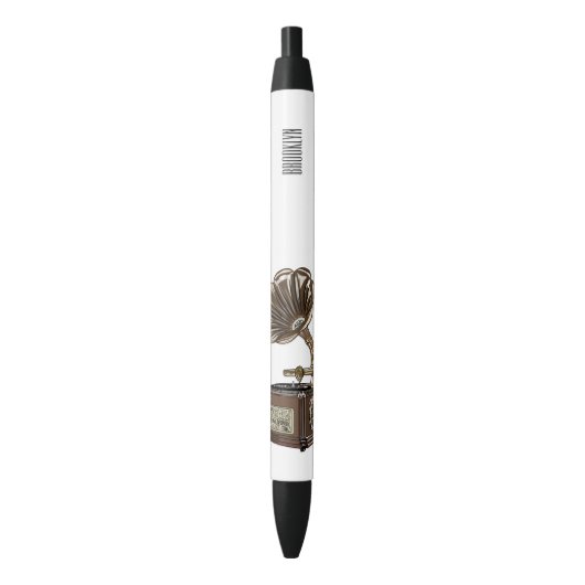 ターンテーブル漫画イラストレーション 黒ボールペン (正面縦)