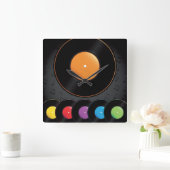 ターンテーブル記録の鮮やかな色 スクエア壁時計 (ホーム)