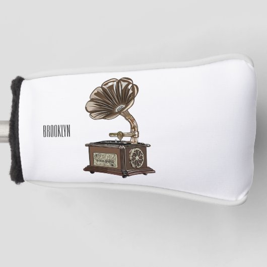 ターンテーブル カートゥーン イラスト ゴルフヘッドカバー (正面)