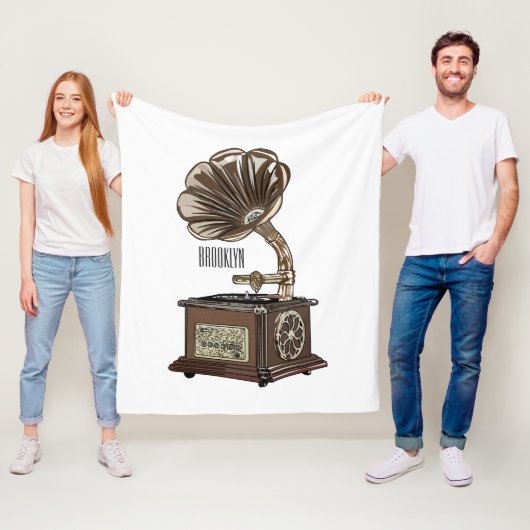 ターンテーブル カートゥーン イラスト フリースブランケット (インサイチュ)